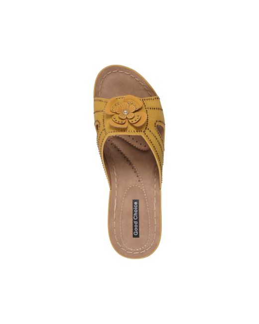 Gc Shoes Brown Fiora Floral Wedge Sandals
