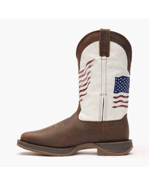Durango Brown Rebel By Distressed Flag Embroidery Western Boot for men