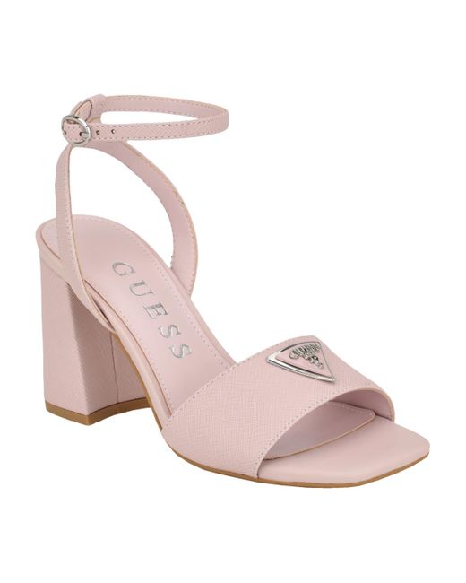 Guess Pink Gelyae Block Heel Slip-on Ankle Strap Sandals