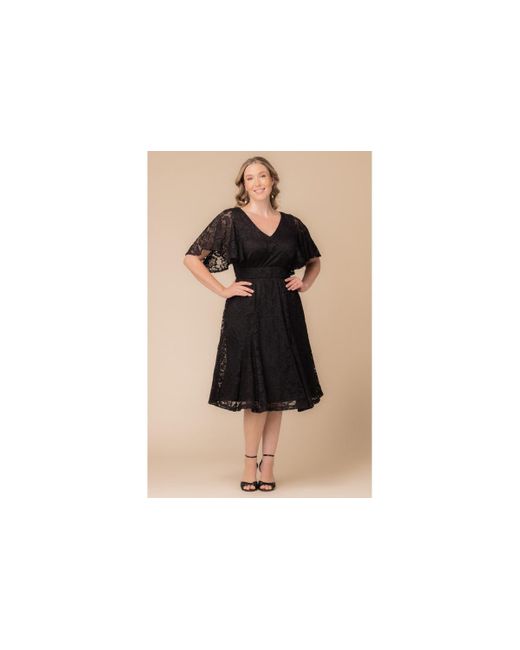 Kiyonna Black Plus Size Camille Lace Cocktail Dress