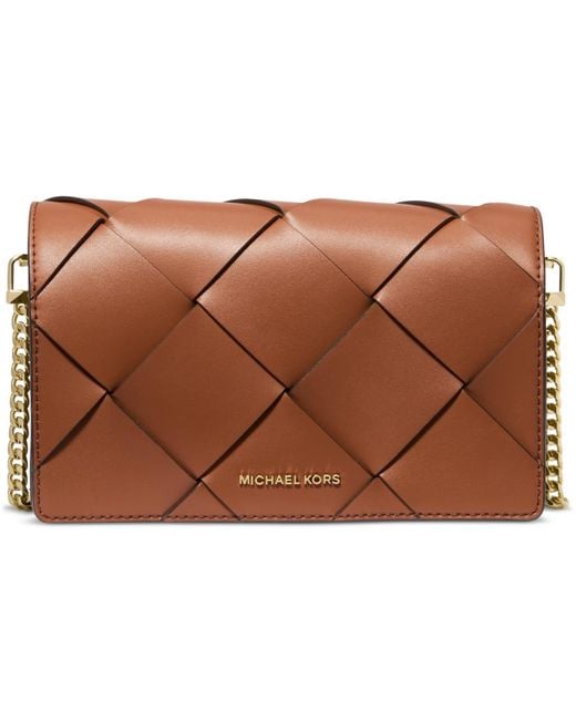 Michael Kors Brown Michael Jet Set Small Flap Chain Leather Crossbody