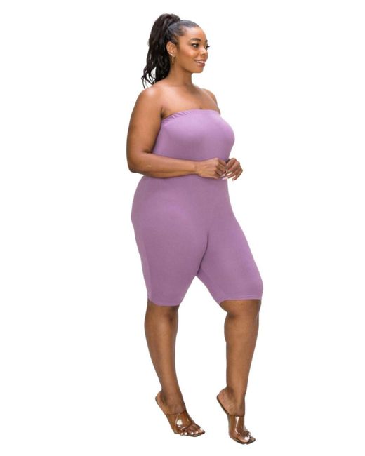 L I V D Purple Plus Size Essential Tube Romper