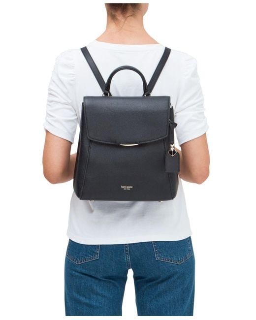 Kate Spade Grace Leather Backpack in Black/Gold (Black) - Lyst