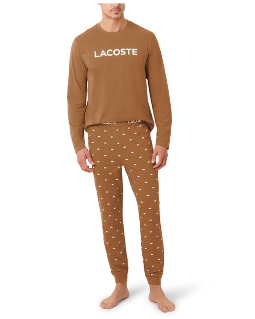 Lacoste Brown 2-piece Jersey Top And Pajama Set for men
