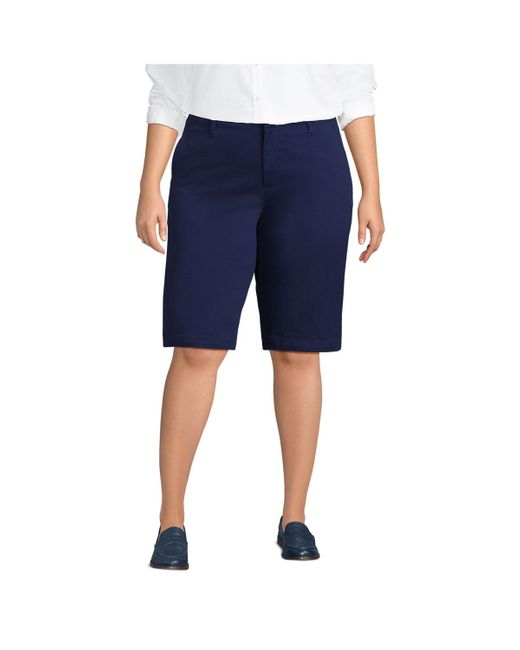 Lands' End Blue Plus Size Classic 12" Chino Shorts
