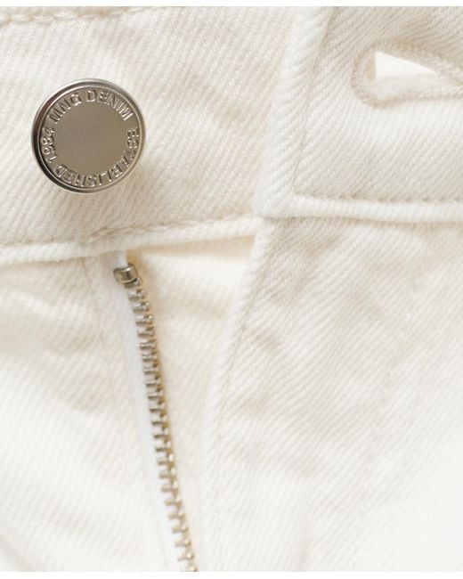 Mango White Wide Leg Pleated Jeans
