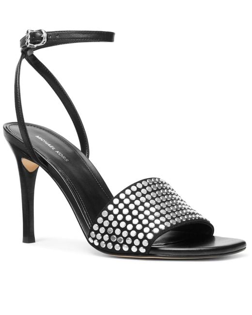 Michael Kors Metallic Michael Elyse Square Toe Heeled Sandals