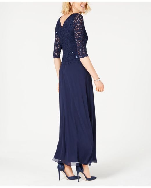 alex evenings sequined lace gown