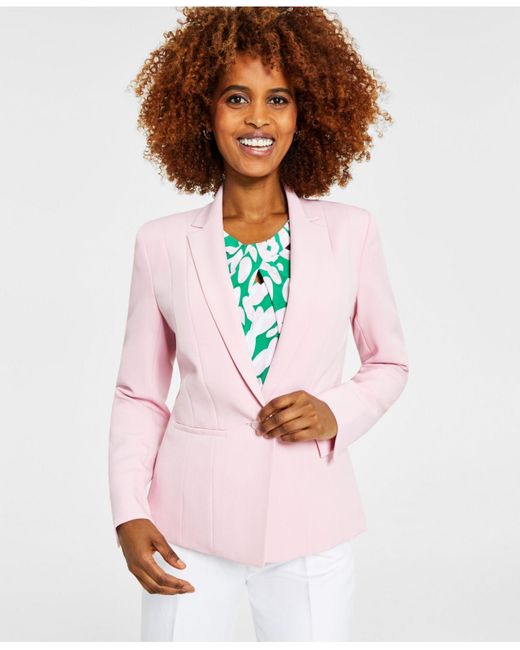Kasper Synthetic Crepe Onebutton Blazer, Regular & Petite Sizes in