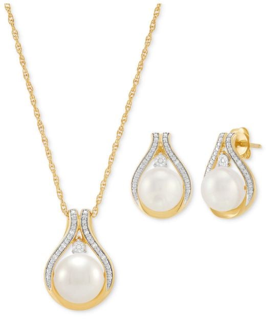 Macy's Metallic 2-pc. Set Cultured Freshwater Pearl (8 & 9mm