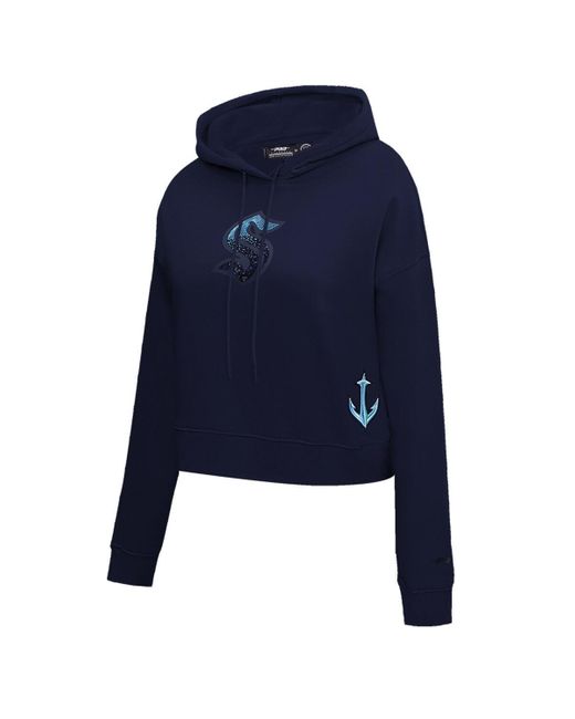 Pro Standard Deep Sea Blue Seattle Kraken Jewels Cropped Pullover Hoodie