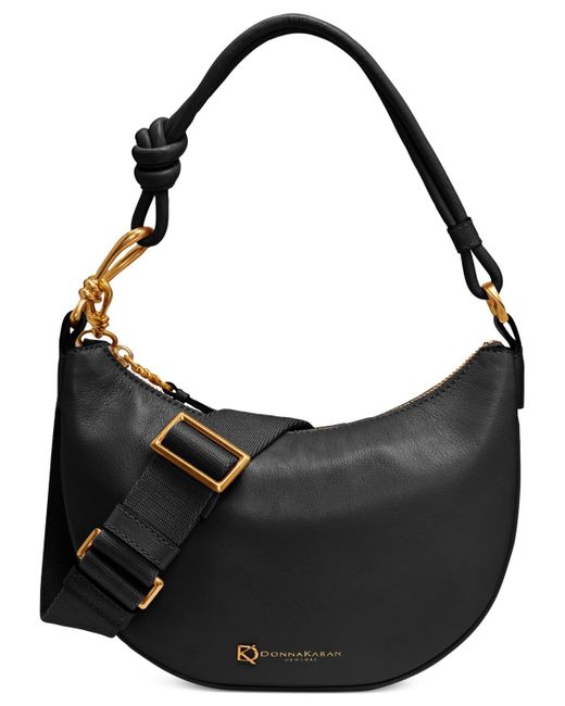 Donna Karan Black Roslyn Small Leather Hobo Bag