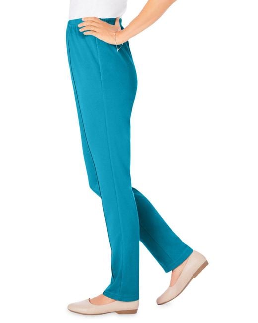 Woman Within Blue Within Soft Knit Hassle-free Pull-on Elastic-waist Pants