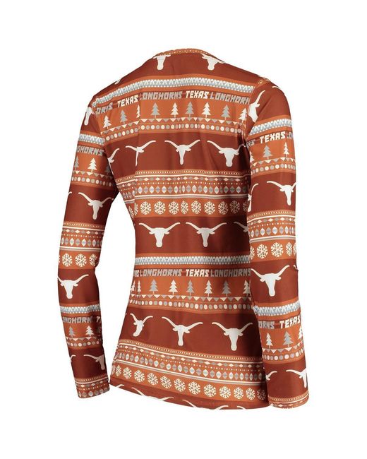 Concepts Sport Orange Texas Texas Longhorns Holiday Long Sleeve Top Pants Sleep Set