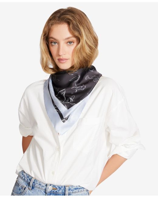 Steve Madden Blue Having A Tini Good Time Satin Square Scarf