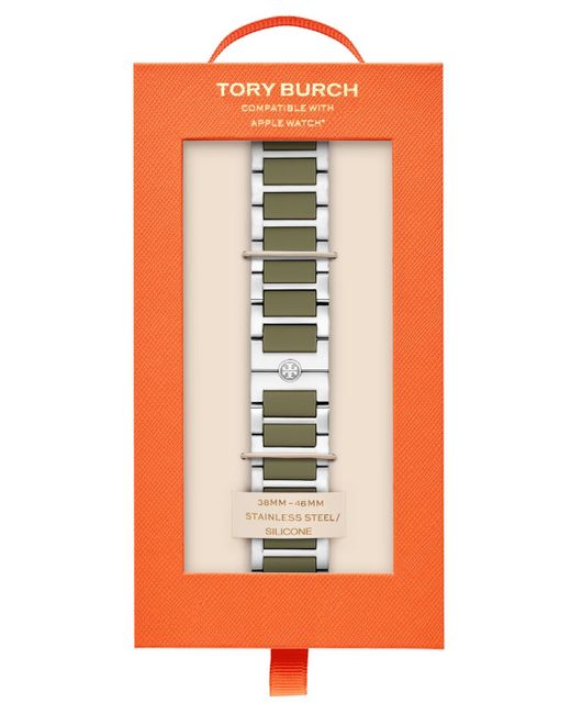 Tory Burch White The Kira Green Silicone & Stainless Steel Bracelet For Apple Watch 38mm-46mm