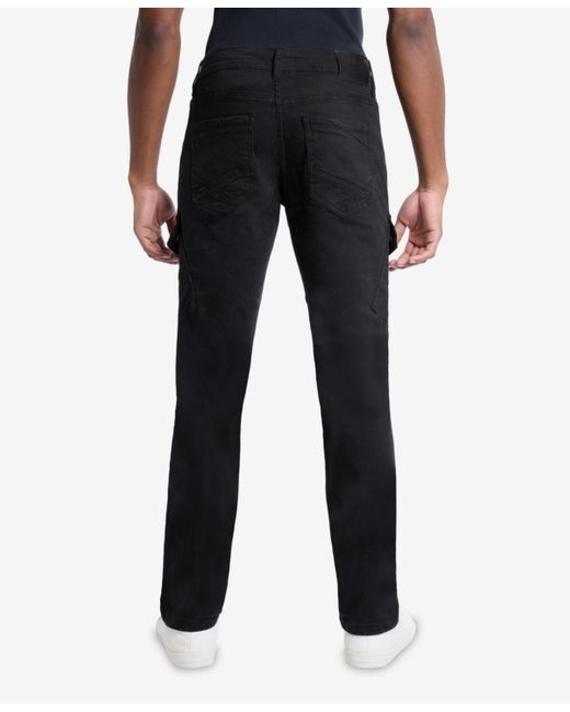 Xray Jeans Black Slim Fit Stretch Cargo Jeans for men