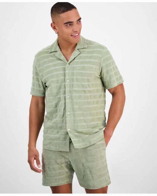 BOSS Men's Green Hugo By Ellino Stripe Shirt