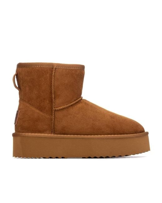 Xti Brown Winter Suede Booties By