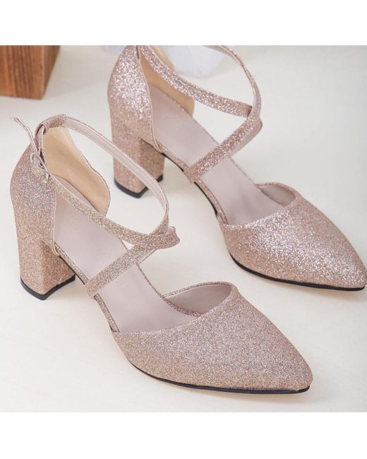 Forever & Always Shoes White Sina Criss Cross High Block Heels