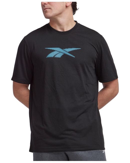 Reebok Black Vector Performance Short Sleeve Logo Graphic T-shirt for men