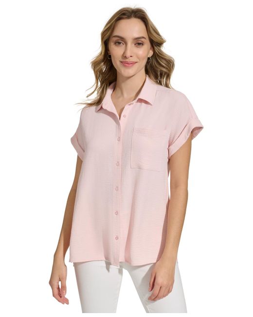 Calvin Klein Pink Short Sleeve Button Down Shirt