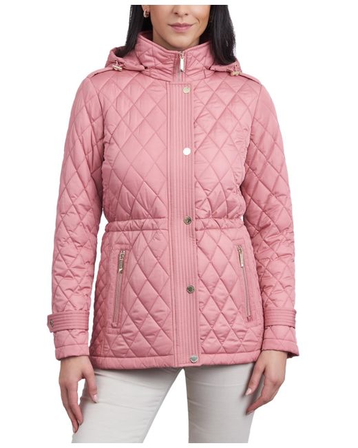Michael Kors Pink Michael Quilted Hooded Anorak Coat