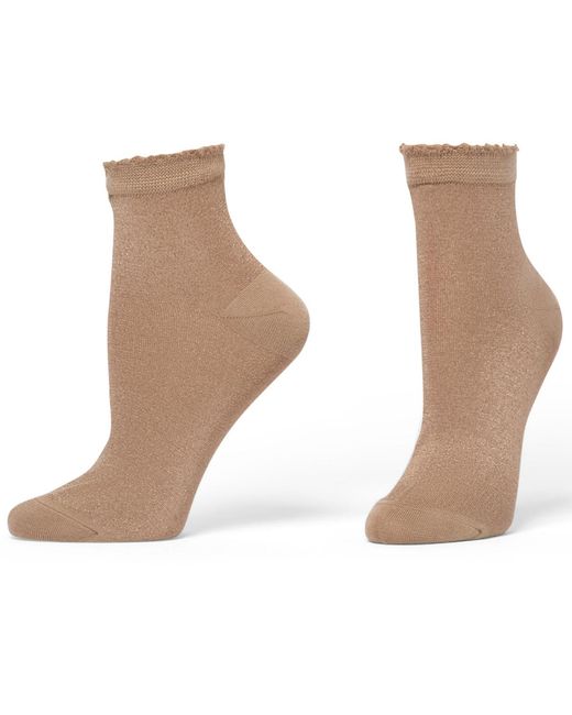 Hue White 2-pack Metallic Opaque Anklet Socks