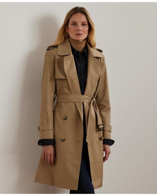 Ralph Lauren Belted Water-resistant Trench Coat in Natural