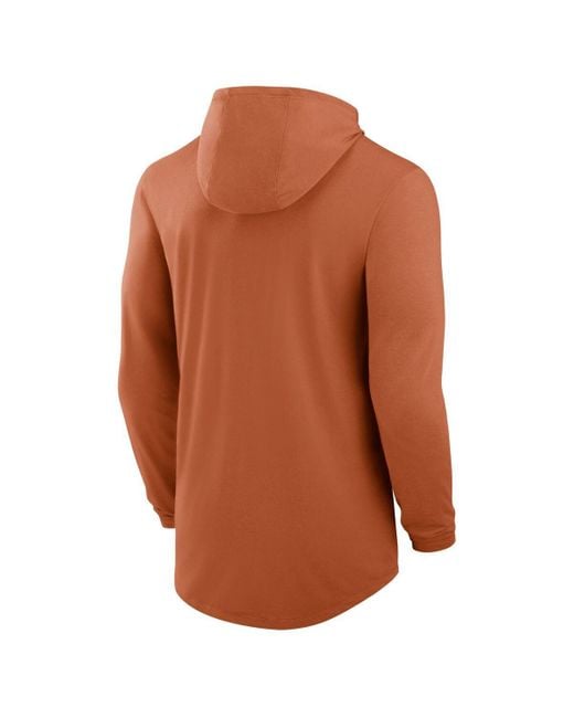 Nike Brown Texas Orange Texas Longhorns Legacy Tri-blend Dri-fit Long Sleeve Hoodie T-shirt for men