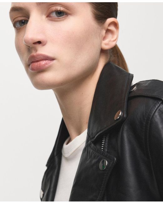Mango Blue Leather Biker Jacket