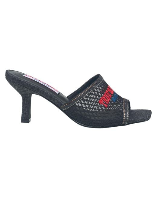 True Religion Blue Coi Mesh Slip On Heel