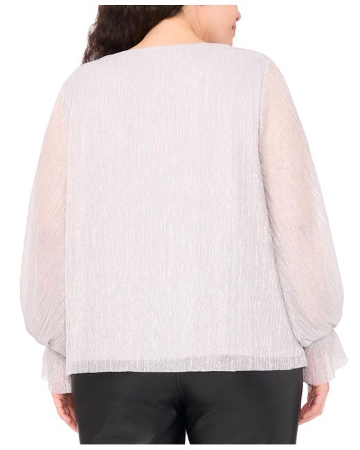Vince Camuto Gray Plus Size Metallic V-neck Blouse