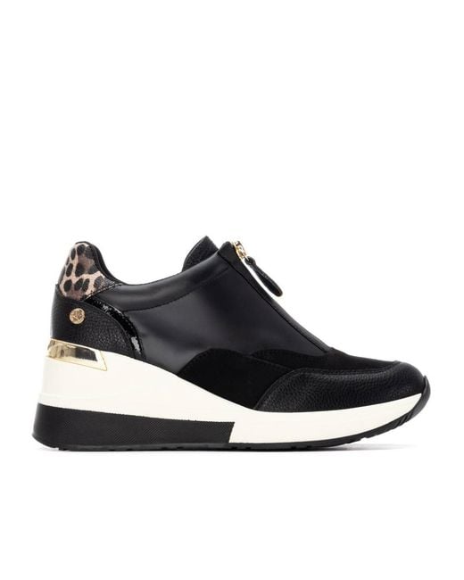 Xti Black Wedge Sneakers By