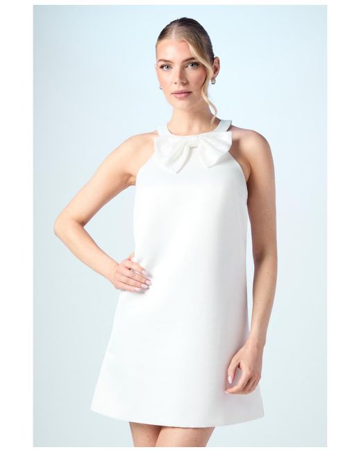 Coast White Sequin Bow Shift Bridal Mini Dress