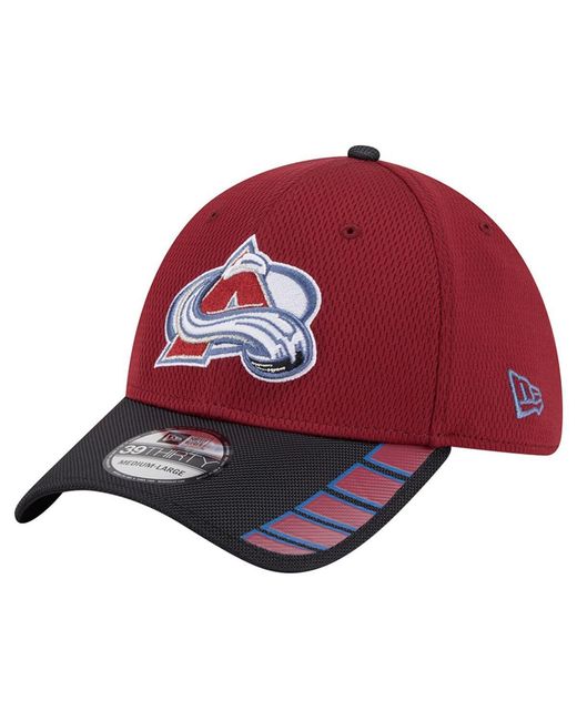 KTZ Red Burgundy Colorado Avalanche Visor Hit 39thirty Flex Hat for men