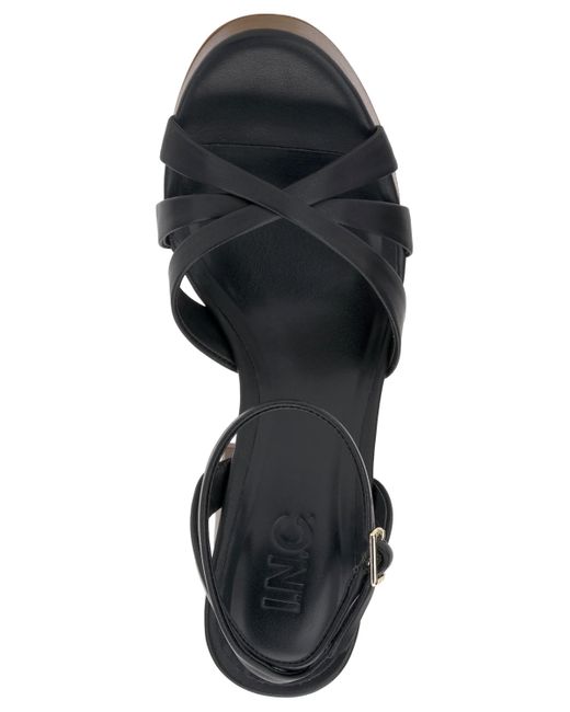 INC International Concepts Black Jacel Platform Sandals