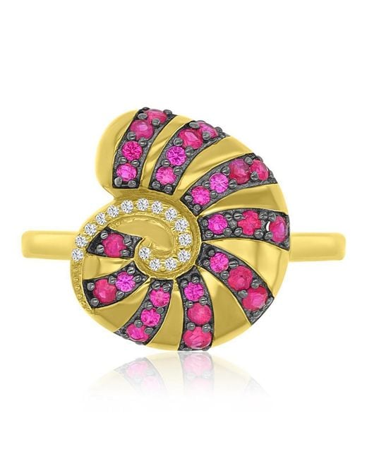 Macy's Pink Diamond Accent & Created Ruby Conch Ring