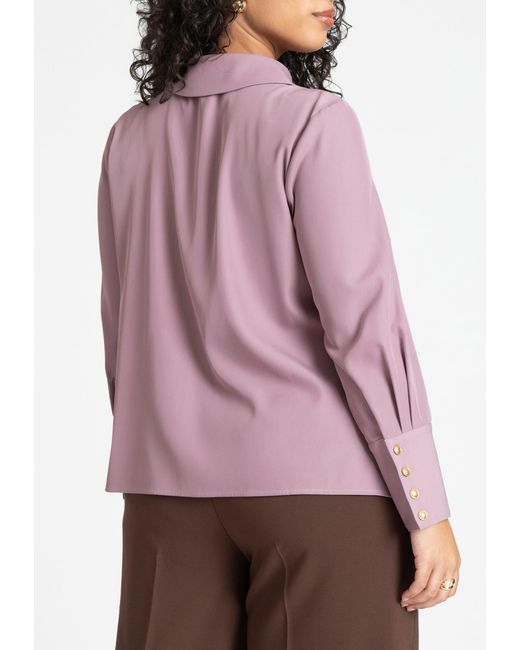 Eloquii Purple Plus Size Pointed Collar Button Up Shirt