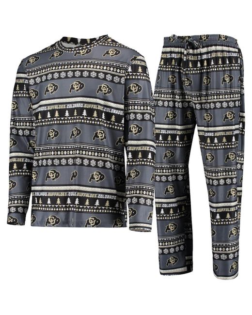 Concepts Sport Black Colorado Buffaloes Ugly Sweater Long Sleeve T-shirt And Pants Sleep Set for men