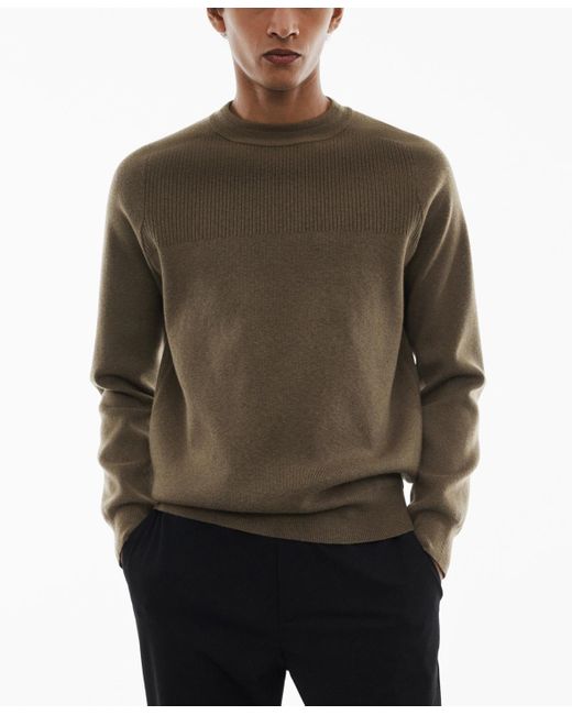 Mango Green Ribbed Detail Stretch Sweater