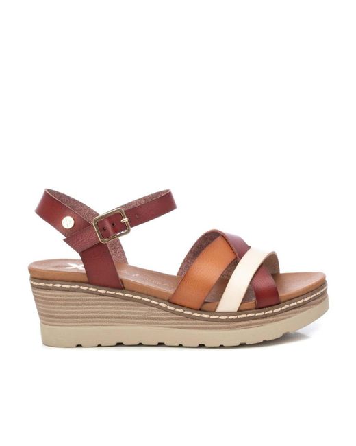 Xti Brown Wedge Strappy Sandals By