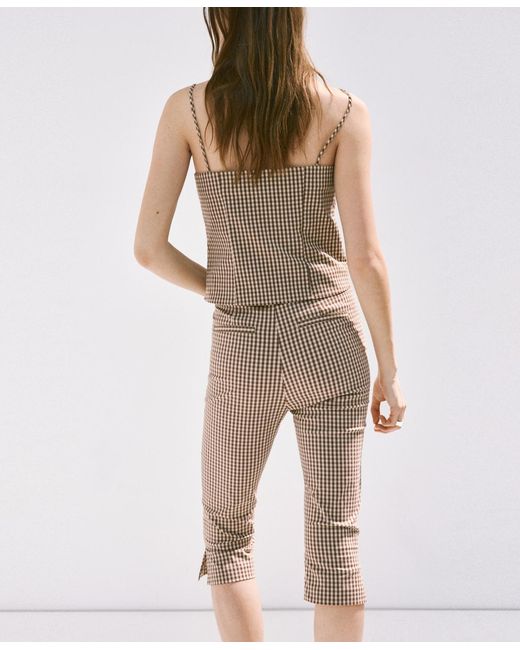 Mango Natural Gingham Capri Pants