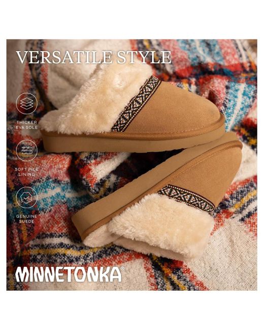 Minnetonka Brown Corie Suede Scuff Slippers