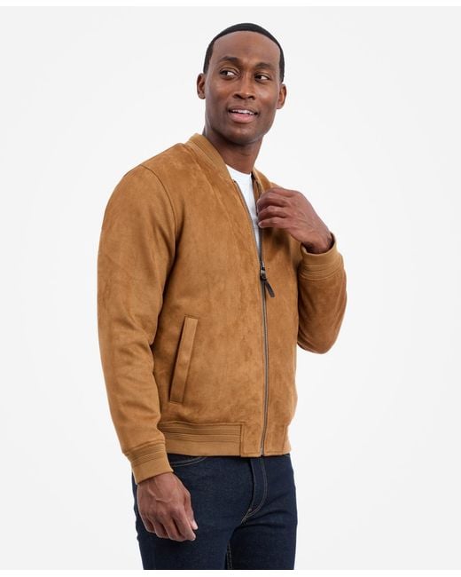 Michael Kors Faux Suede Bomber Jacket for Men | Lyst