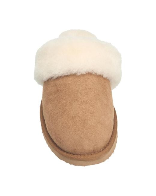 French Connection Natural Fur Band Open Slipper