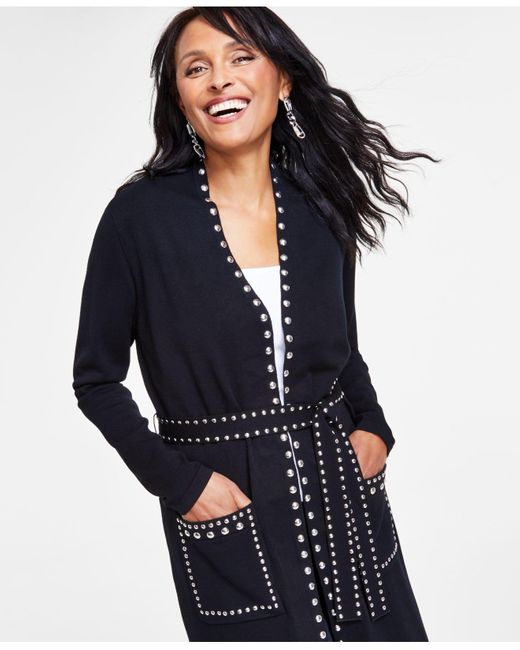 INC International Concepts Studded Cardigan, Created For Macy's in Black |  Lyst