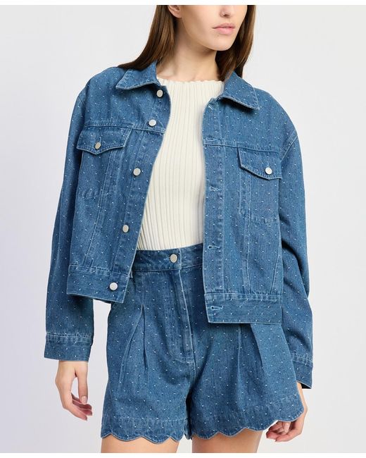 En Saison Blue Heidi Collared Denim Jacket