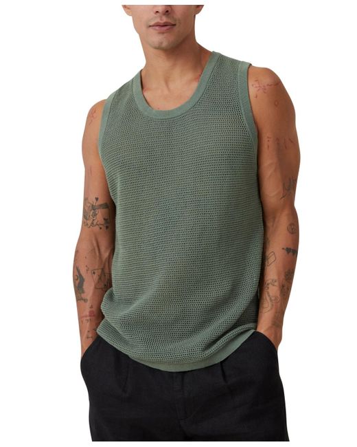 Cotton On Green Knit Tank Top for men