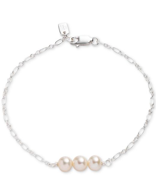 Ralph Lauren White Lauren Sterling Silver Genuine Freshwater Pearl Link Bracelet